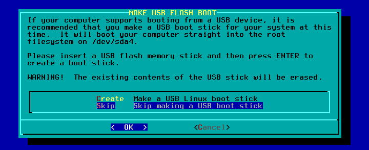 Figura 32: Criação ou não de Flash Disk de boot