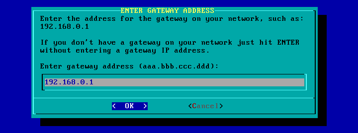 Figura 73: Endereço IP do gateway para a rede